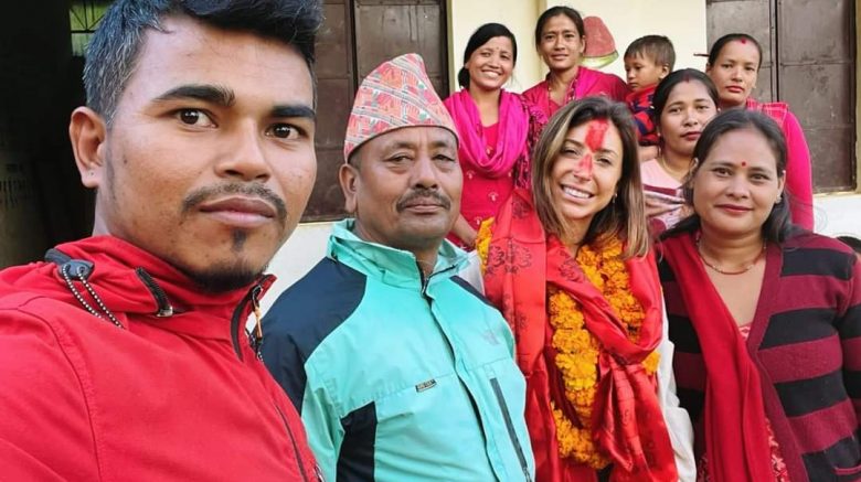 Honoring volunteer for her support in school - Teaching in rural Nepal