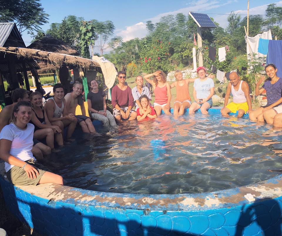 Volunteers enjoying in Pool of Eco-Park