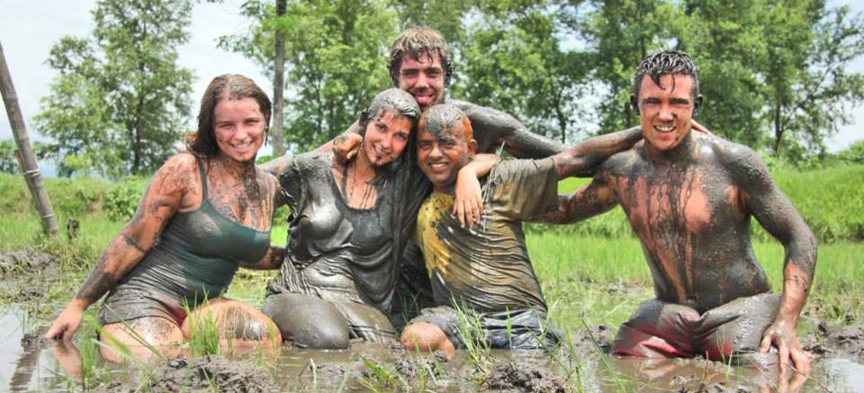 Volunteers in rice field