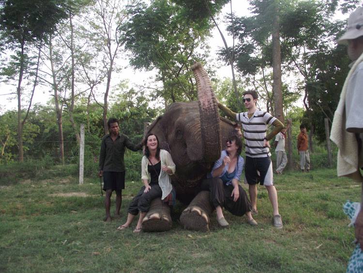 Volunteers with Elephant