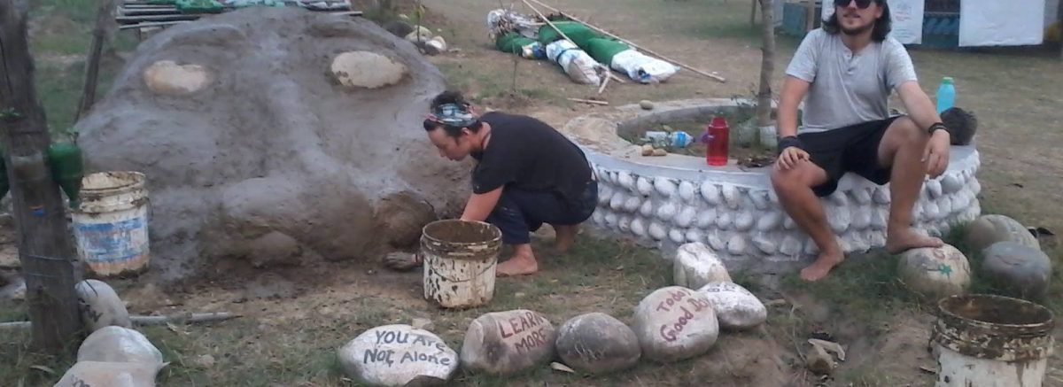 volunteers constructing idols